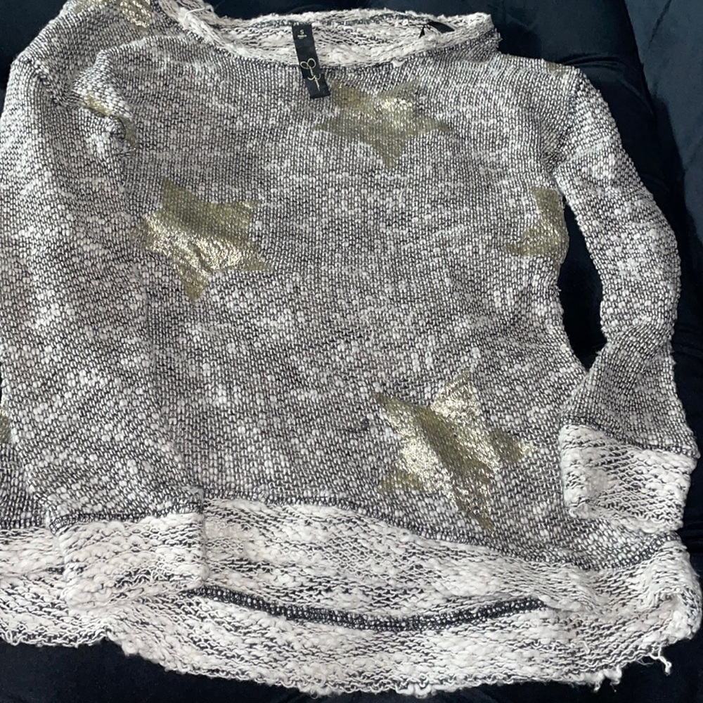 Jessica Simpson grey sweater. gold stars. Size S.